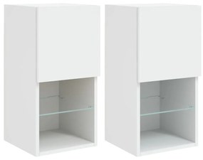 2 db fehér TV-szekrény LED-lámpákkal 30,5x30x60 cm