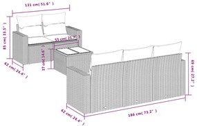 6 részes bézs polyrattan kerti ülőgarnitúra párnával