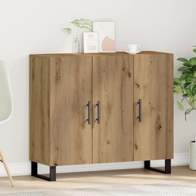 3 ajtós oldalszekrény Kézműves tölgy 90x34x80 cm Műszaki fa