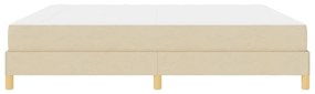 Boxrugós ágy Krém és barna 200 x 200 cm Textil és mérnöki fa
