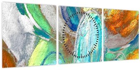 Kép - Színes absztrakció (órával) (90x30 cm)