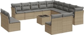 vidaXL 14 részes bézs polyrattan kerti ülőgarnitúra párnával