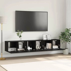 TV szekrény 3 pcs Fekete 60 x 30 x 30 cm Faanyag