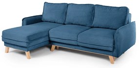 Kék kordbársony kinyitható sarokkanapé (variálható) Tori – Bonami Selection