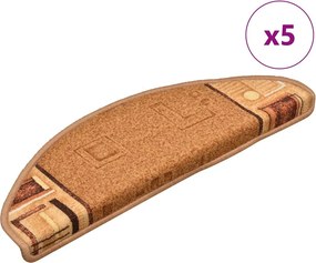 vidaXL 5 db bézs öntapadó lépcsőszőnyeg 65x21x4 cm