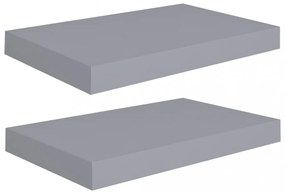 2 db szürke MDF lebegő fali polc 40 x 23 x 3,8 cm