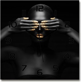 Nagy üveg falióra Nő fekete 60x60