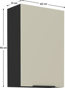 Felső szekrény, kasmír/fekete, ARAKA 60 G-90 1F
