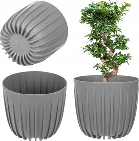 Virágtartó Fedő 20 cm Kerek Műanyag Virágágyás Szürke