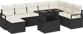 vidaXL Kerti Kanapé Szett párnával 9 pcs Fekete és krémszínű