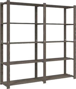 vidaXL 5 szintes szürke tömör fenyőfa tárolóállvány 170x38x170 cm
