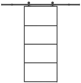 ESG üveg és alumínium tolóajtó fémszerelvény-szettel 90x205 cm