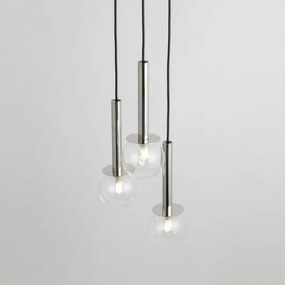 Csillár zsinóron DAISY 3xG9/12W/230V átm. 27 cm fényezett króm/fekete/átlátszó