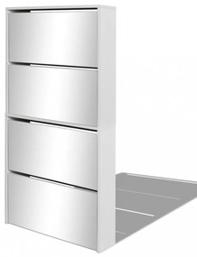 fehér 4 szintes tükrös cipőszekrény 63 x 17 x 134 cm