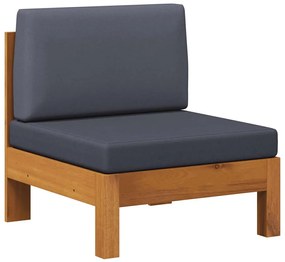 vidaXL tömör akácfa középső kanapé sötétszürke párnákkal