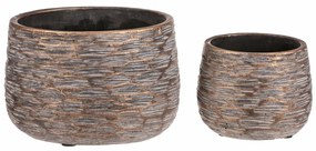 Rýha beton virágtartó készlete, 2 db, szürke, magasság 12 cm