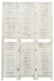 3 paneles antik fehér fa paraván 105 x 165 cm