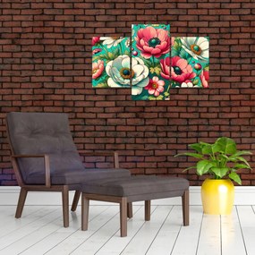 Kép - Virágok kék háttéren (90x60 cm)