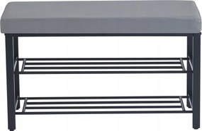 Előszobai Pad Kárpitozott Cipőspolc Loft Ökobőr Szürke 79 cm