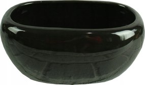 Kerámia kaspó fedő fekete ovális nagy