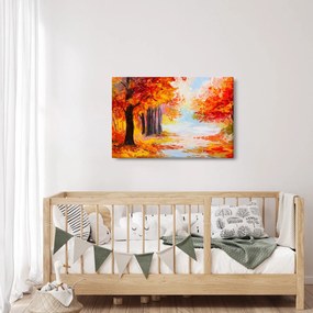 Kép - olajfestmény, színes ősz (90x60 cm)