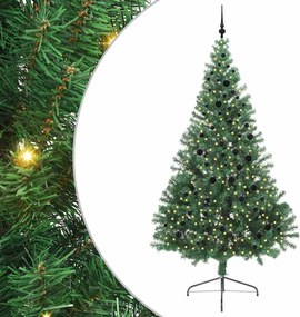 vidaXL Mesterséges, előre világított karácsonyi fa Zöld 240 cm PVC