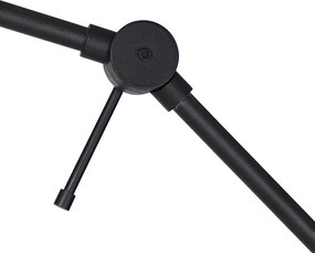 Állítható fekete állólámpa barna és bézs csíkos lámpabúrával 50 cm - Editor