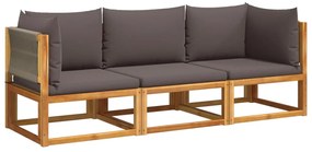 vidaXL 3 részes kerti kanapégarnitúra párnákkal, akácfa és kötél