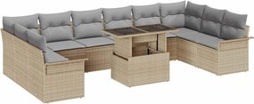 vidaXL Kerti Kanapé Szett párnával 11 pcs Bézs Poli rattan