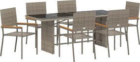 vidaXL Kert étkező szett 7 pcs Szürke polirattan