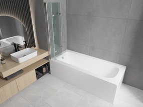 Mexen Vega 160 x 70 cm-es téglalap alakú kád burkolattal és 3-szárnyú 120 cm-es paravánnal, átlátszó, króm