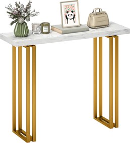 HOMCOM konzolasztal, előszoba konzol márványhatású lappal, acélváz, karcsú modern dizájn, kanapévég asztal nappaliba, 100 x 30 x 78,5 cm | Aosom