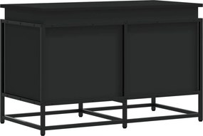 vidaXL fekete szerelt fa tárolóláda fedéllel 80 x 40 x 51,5 cm