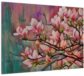 Kép - olajfestmény, virágzó Sakura (70x50 cm)