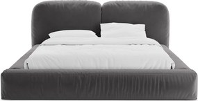 Szürke kárpitozott ágyneműtartós franciaágy ágyráccsal 180x200 cm Martina – Micadoni