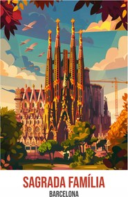 Plakát 61x91,5 cm Sagrada Familia