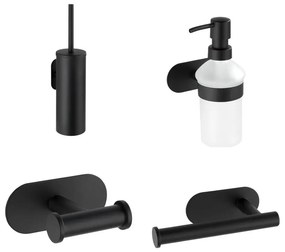 Matt fekete öntapadós rozsdamentes acél fürdőszobai kiegészítő szett Orea – Wenko