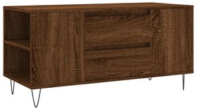 Barna tölgyszínű szerelt fa dohányzóasztal 102 x 44,5 x 50 cm