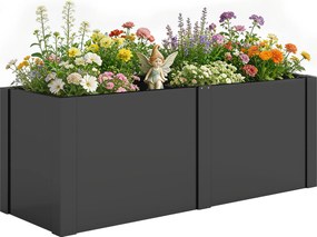 Outsunny fém emelt kerti ágyás 150 x 53 x 55 cm — horganyzott, UV-álló, nyitott aljú, elválasztóval | Aosom