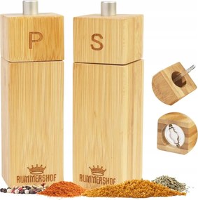 Fából készült só- és borsdaráló szett, bambusz