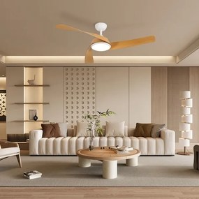 ZEVENTI - LED mennyezeti ventilátor AERYS LED/24W/230V Wi-Fi Tuya fehér/tölgy + távirányító