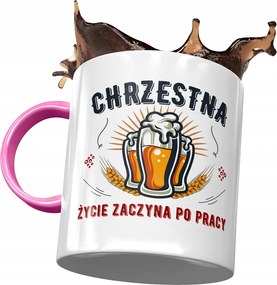 Rózsaszín Bögre Keresztelőre Születésnapra Ajándék Nyomtatott Fotóval