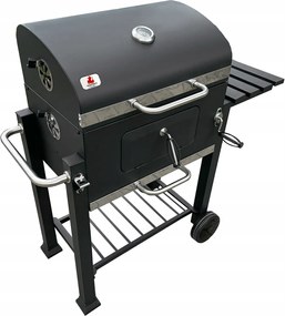 Nagy faszenes grill öntöttvas grillrács 113,5x50x107 cm kerti XXL fedővel