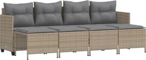 vidaXL 5 részes bézs polyrattan kerti ülőgarnitúra párnákkal