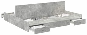 Ágykeret tárolóval fiókkal Beton szürke 200 x 200 cm Faanyag