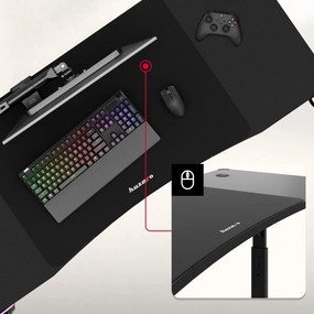 Gamer asztal, elektromos íróasztal Hero RGB fekete carbon 140 x 60 cm