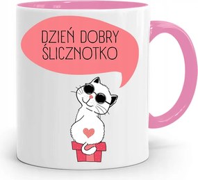 Rózsaszín Bögre Lányoknak Jó Reggelt Aranyos Nyomtatott Fotóval