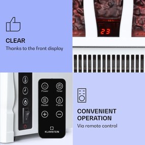 Klarstein Kamini FXL 2G, elektromos kandalló, kandallóbetét, 1800 W, 3D LED lángillúzió