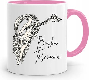 Rózsaszín Bögre Ajándék Anyósnak Isteni Anyós fényképes nyomtatással