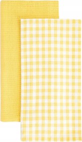 Alambra konyhai törlőkendő szett sárga kockás 2*45x65cm Homla